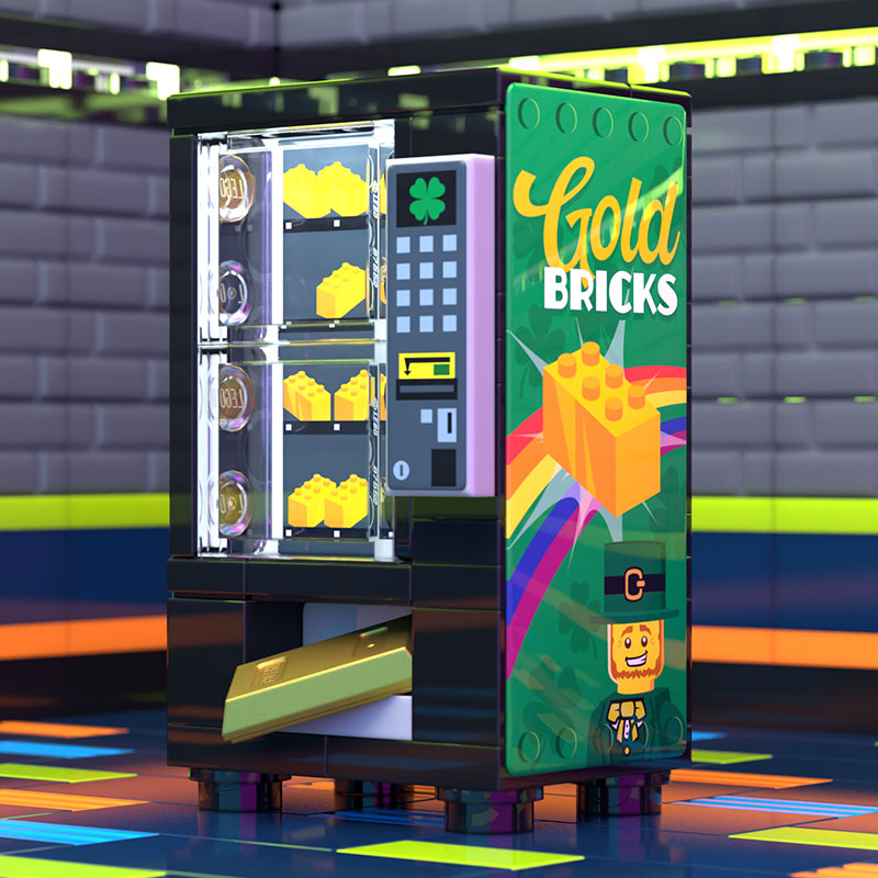 Gold Bars for Leprechauns St. Patrick's Day Vending Machine made using LEGO parts (Online Order Only)