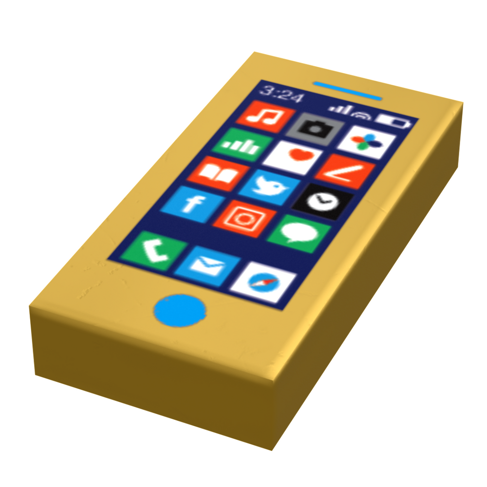 Mobile Phone - B3 Customs Printed 1x2 Tile made using LEGO parts (Online Order Only)