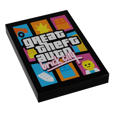 Great Theft Auto: Brick City Video Game Cover (2x3 Tile) made using LEGO part - B3 Customs (Online Order Only)