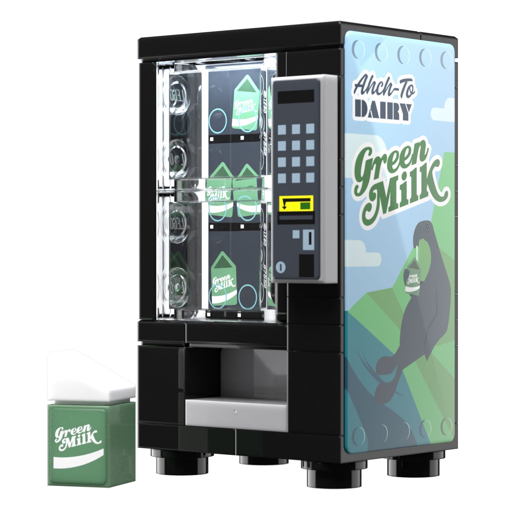 Green Milk Vending Machine Building Set made using LEGO parts - B3 Customs (Online Order Only)