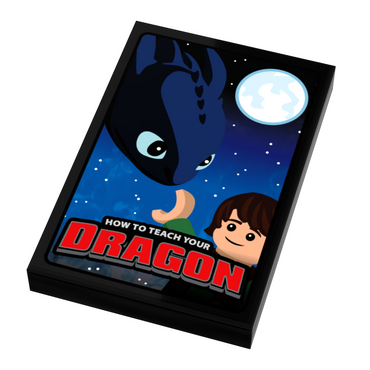 How To Teach A Dragon Movie Cover (2x3 Tile) made using LEGO parts - B3 Customs (Online Order Only)