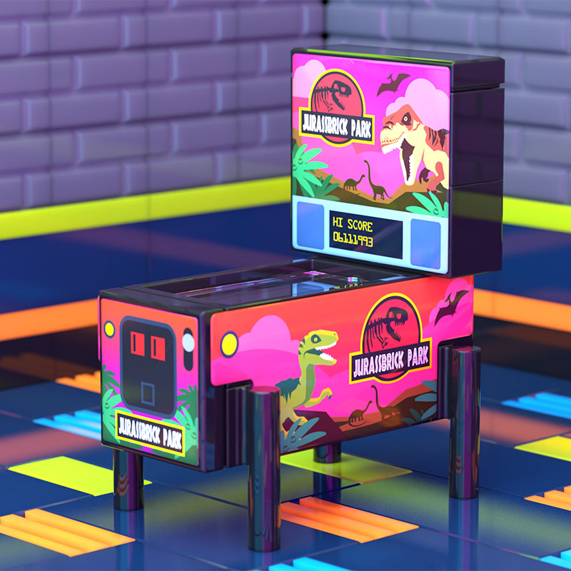 Jurassbrick Park - B3 Customs Pinball Arcade Machine Building Set made using LEGO parts (Online Order Only)