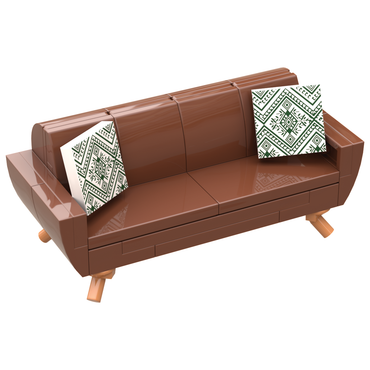 B3 Home Mid-Century RB Sofa w/ 2 Pillows made using LEGO parts - B3 Customs (Online Order Only)