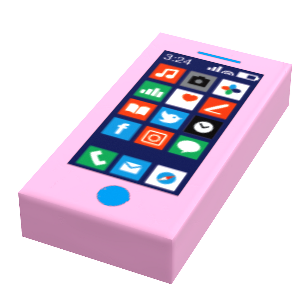 Mobile Phone - B3 Customs Printed 1x2 Tile made using LEGO parts (Online Order Only)