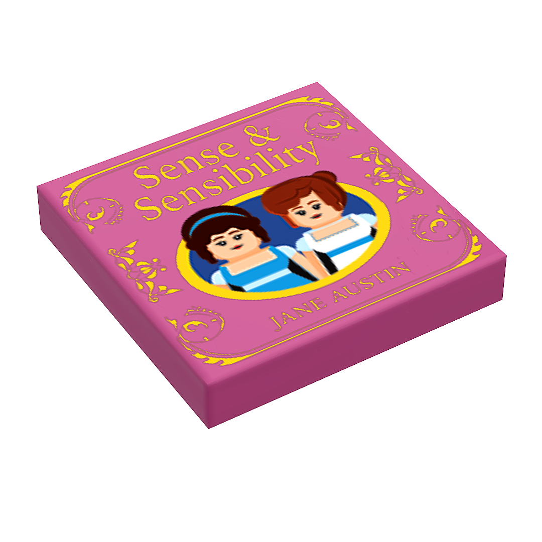 Sense & Sensibilities Book (2x2 Tile) made using LEGO part - B3 Customs (Online Order Only)