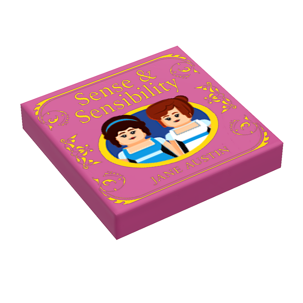 Sense & Sensibilities Book (2x2 Tile) made using LEGO part - B3 Customs (Online Order Only)