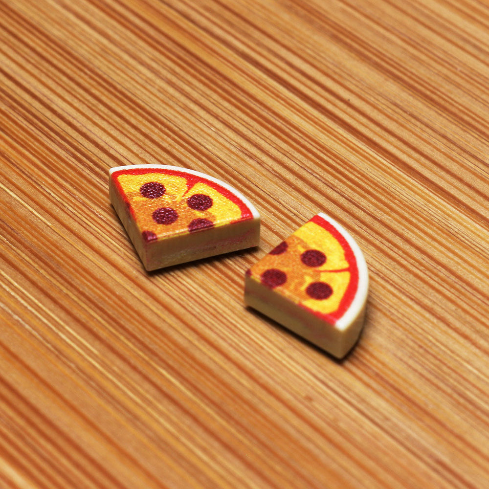 2 Slices of Pepperoni Pizza - Custom Printed (1x1 Curved Tile) made using LEGO parts (Online Order Only)