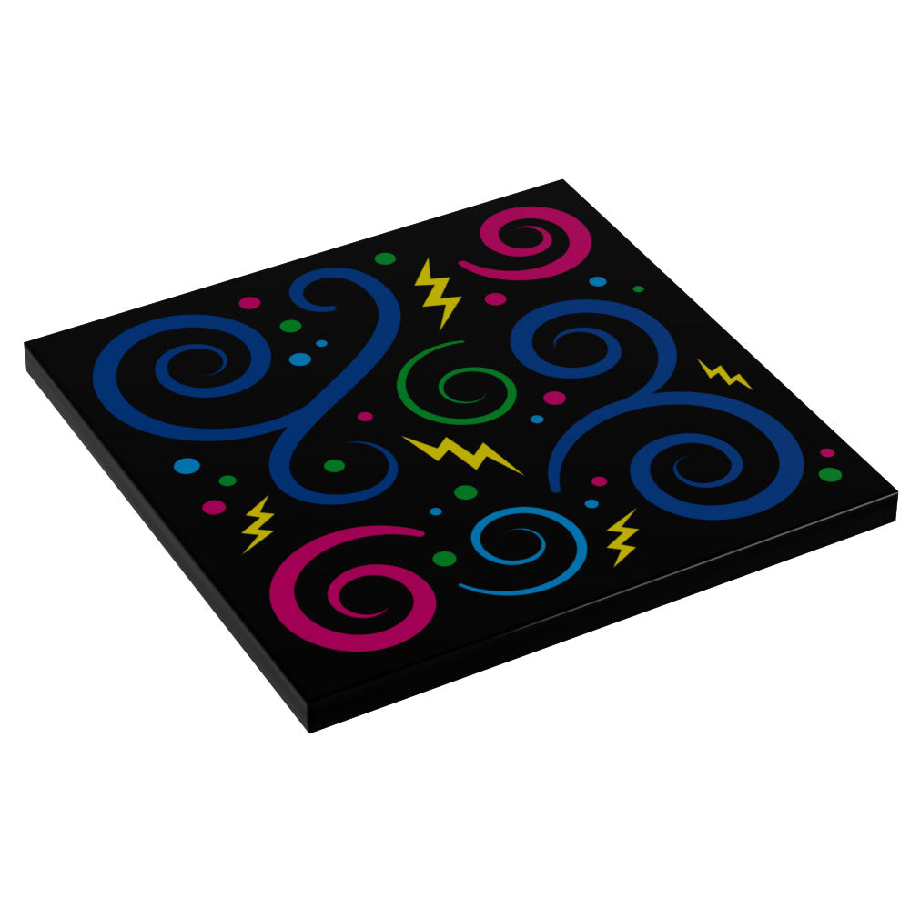 Retro 80's and 90's Arcade Carpet (Swirls) - Custom Printed 6x6 Tile for LEGO MOCs (Online Order Only)