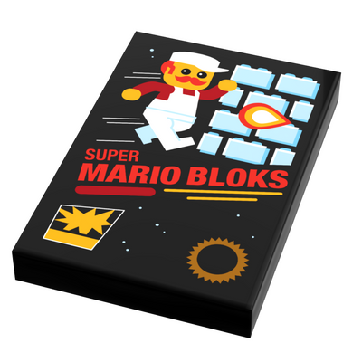Custom Super Mario Bloks Video Game Cover (2x3 Tile) made using LEGO parts (Online Order Only)