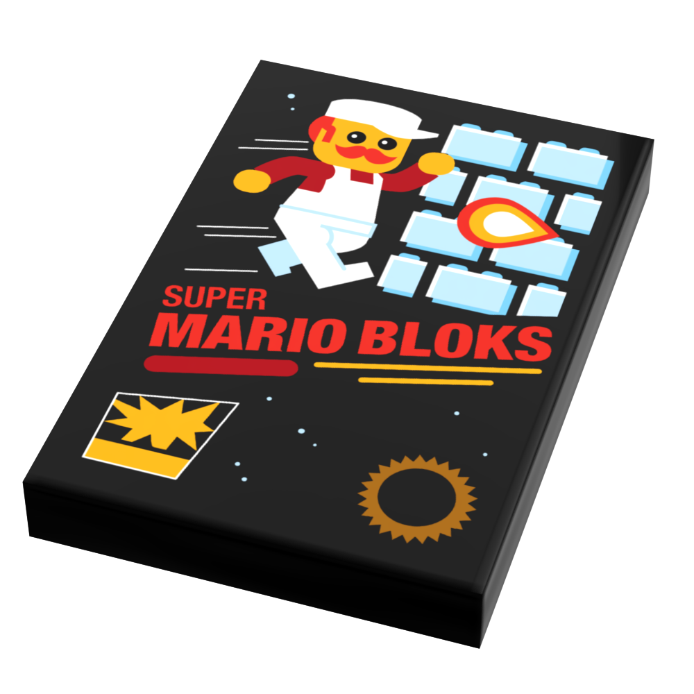 Custom Super Mario Bloks Video Game Cover (2x3 Tile) made using LEGO parts (Online Order Only)