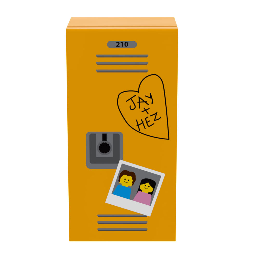 High School Locker (Sweetheart) for Minifigs made using LEGO parts - B3 Customs (Online Order Only)