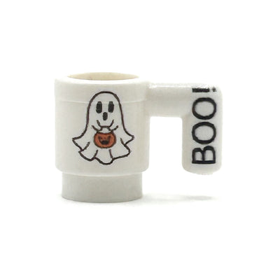 Boo! Ghost w/ Pumpkin Mug for Minifigs made using LEGO part