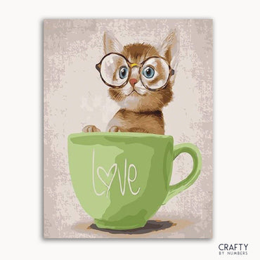 Cute Cat In Green Cup (ONLINE ORDER ONLY)