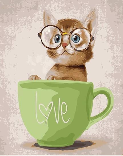 Cute Cat In Green Cup (ONLINE ORDER ONLY)