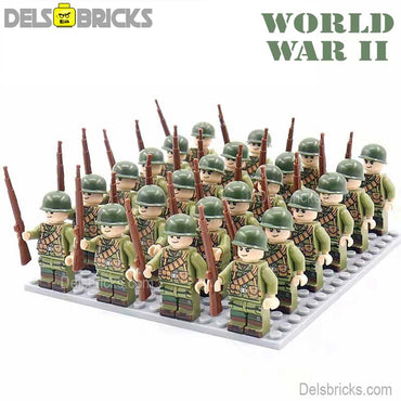 World War 2 American Soldiers set of 24 Lego Minifigures Custom Toys D-123 (ONLINE ORDER ONLY)