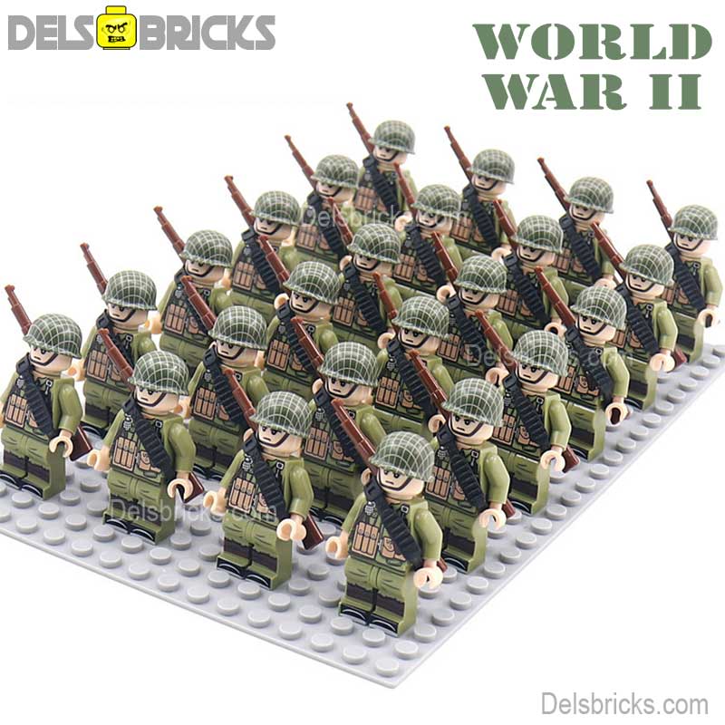 World War 2 American Soldiers set of 24 Lego Minifigures Custom Toys D263 (ONLINE ORDER ONLY)
