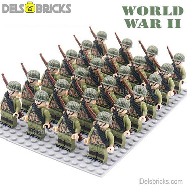 World War 2 American Soldiers set of 24 Lego Minifigures Custom Toys D263 (ONLINE ORDER ONLY)