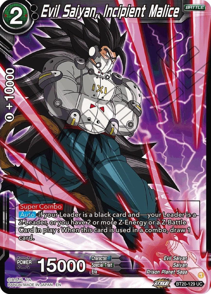 Evil Saiyan, Incipient Malice (BT20-129) [Power Absorbed] (ONLINE ORDER ONLY)
