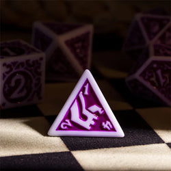 White with Purple rregular Pattern Fill: 7-Piece Acrylic Dice Set (Online Only)