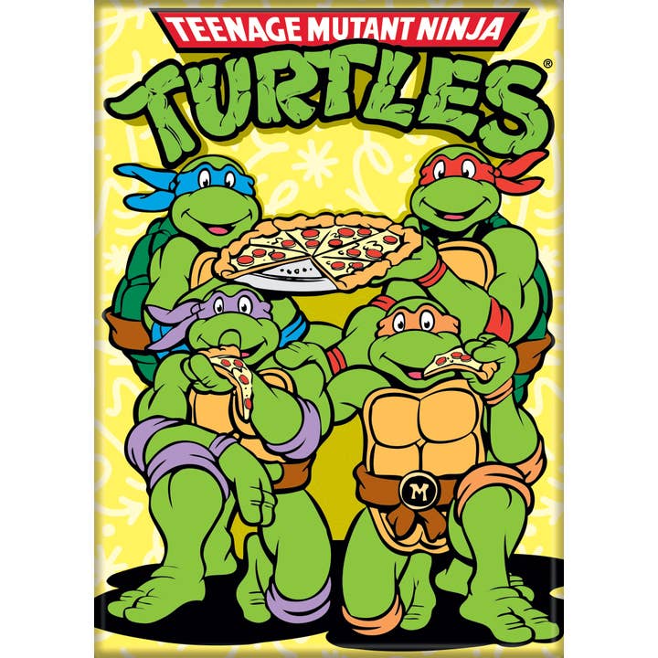 Teenage Mutant Ninja Turtles: Team Eating Pizza with Logo Magnet (ONLINE ORDER ONLY)