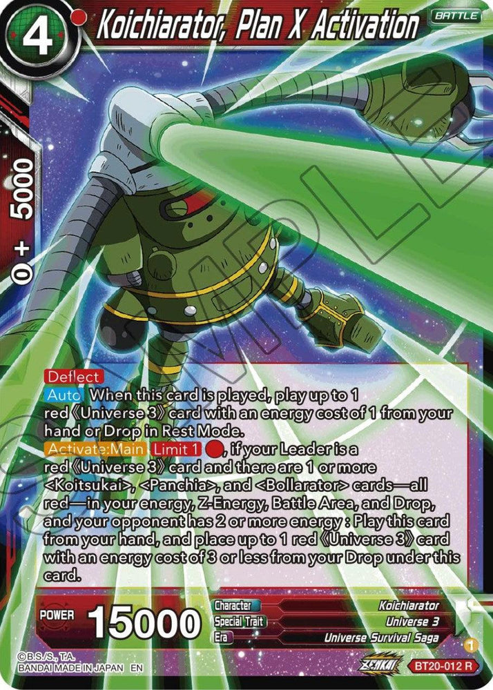 Koichiarator, Plan X Activation (BT20-012) [Power Absorbed] (ONLINE ORDER ONLY)