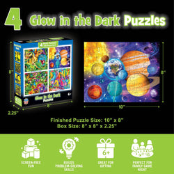 Glow in the Dark 100 Piece Jigsaw Puzzles - 4-Pack V2