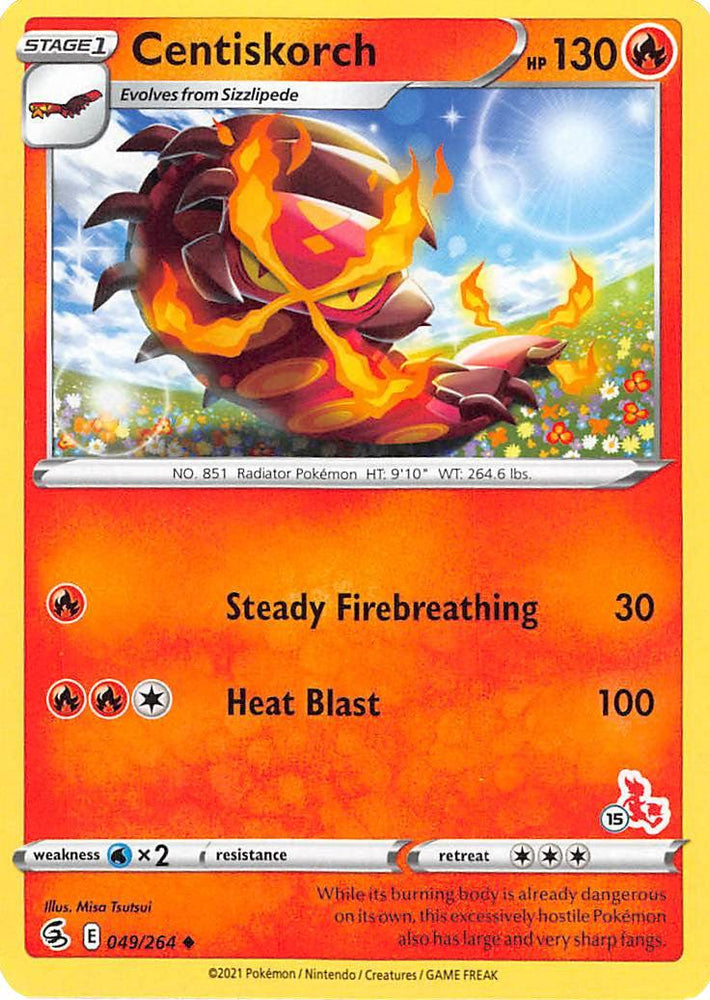Centiskorch (49/264) (Cinderace Stamp #15) [Battle Academy 2022] (Online Only)