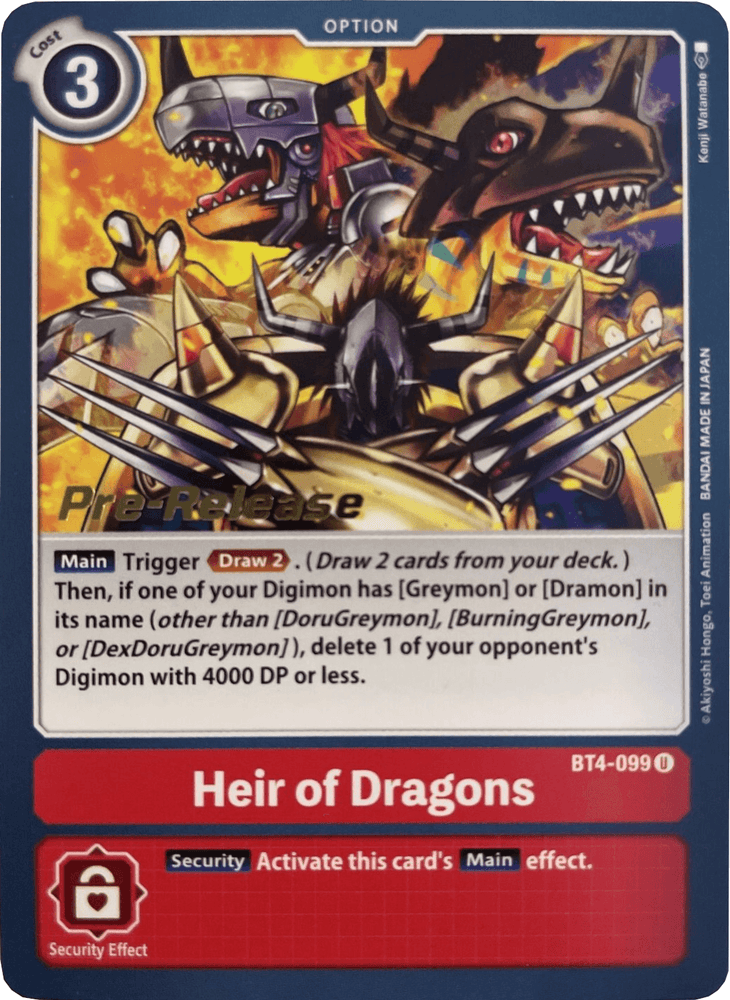 Heir of Dragons [BT4-099] [Great Legend Pre-Release Promos] (ONLINE ORDER ONLY)