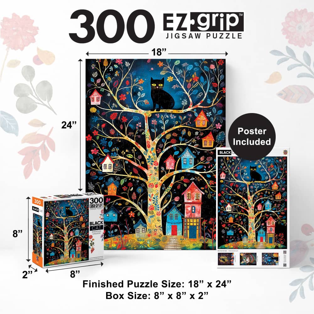 Black Cats - Birdhouse Kingdom 300 Piece EZ Grip Jigsaw Puzzle