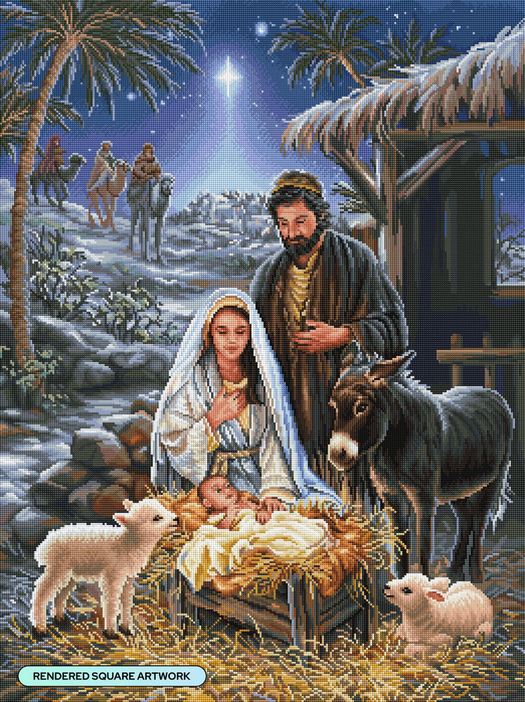 Diamond Art Club – A Savior is Born Nativity Diamond Painting (Square Drill, 25.6" x 34.3") (ONLINE ORDER ONLY)