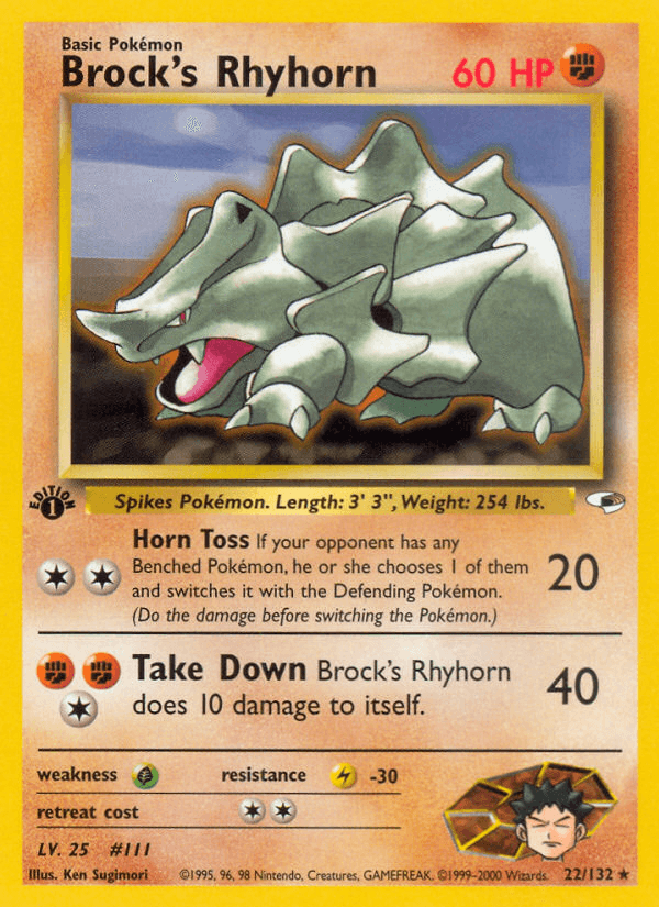 Brock's Rhyhorn (22/132) [Gym Heroes 1st Edition] (Online Only)