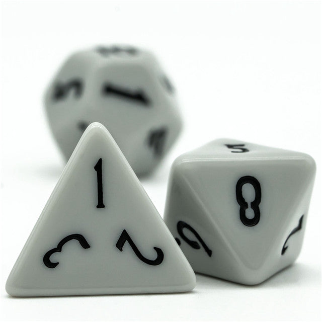 Dark Grey Homage 7-Dice Set w/Black Numbers Minimalist (Online Only)
