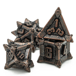Ancient Copper Pinwheel Strengthened Metal 7-Dice Set | Metal DND Dice (Online Only)