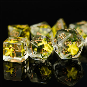 Yellow Starfish Dice 7-Dice Set Resin Dungeons and Dragons Dice (Online Only)