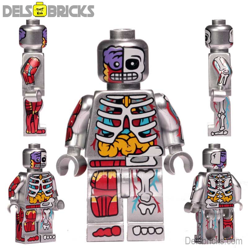 Human Body Guy Visible Anatomy Man Silver Color Lego Minifigures custom toys (ONLINE ORDER ONLY)
