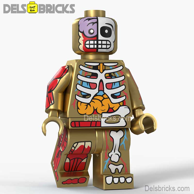 Human Body Guy Visible Anatomy Man Gold Lego Minifigures custom toys (ONLINE ORDER ONLY)