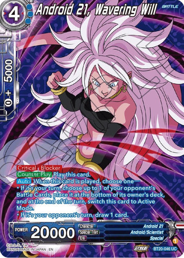 Android 21, Wavering Will (Silver Foil) (BT20-046) [Power Absorbed] (ONLINE ORDER ONLY)