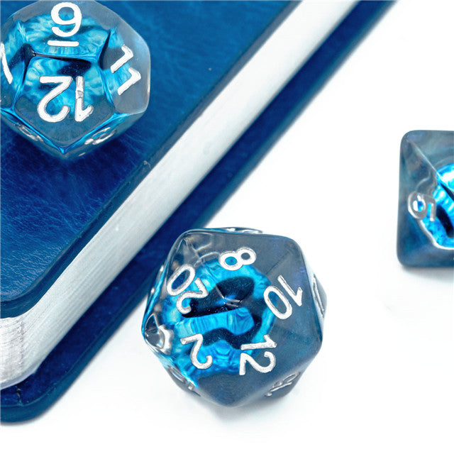 Blue Demon Eye Dragon Eye Dice 7-Dice Set Resin Dungeons and Dragons Dice (Online Only)