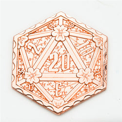 Copper d2 Coin Shaped like d20 Solid Copper Rose Gold Color (Online Only)