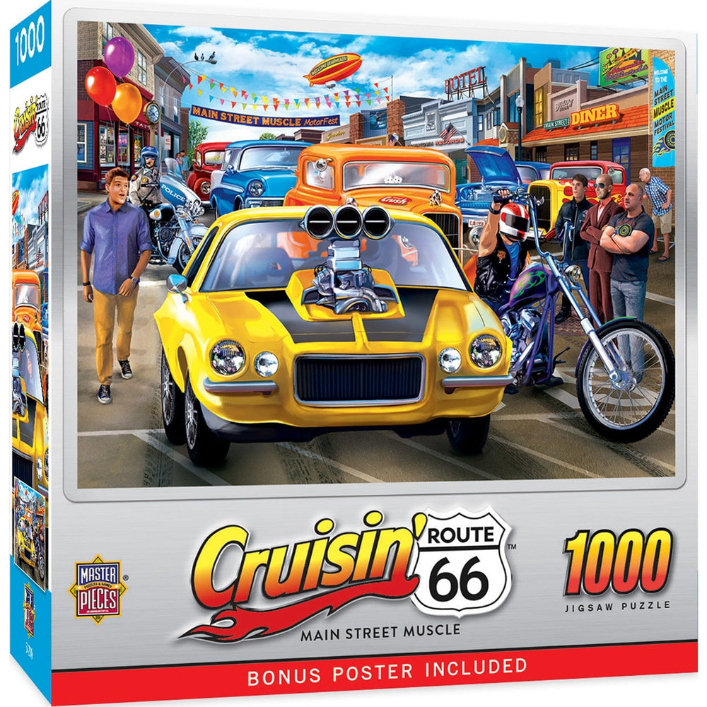 Cruisin' Route 66 - Main Street Muscle 1000 Piece Jigsaw Puzzle (ONLINE ORDER ONLY)
