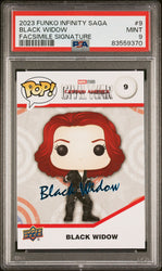 2023 UPPER DECK FUNKO POP MARVEL  BLACK WIDOW FACSIMILE SIGNATURE #9  PSA 9 (Online Order Only)