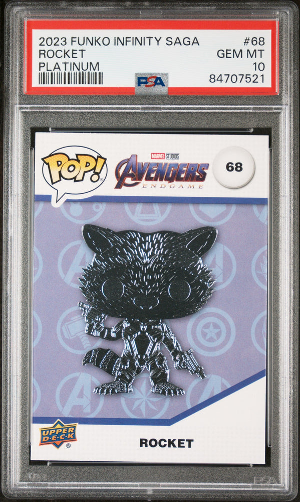 2023 UPPER DECK FUNKO POP MARVEL  ROCKET PLATINUM #68  PSA 10 (Online Order Only)
