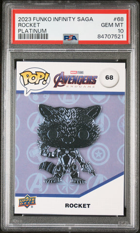 2023 UPPER DECK FUNKO POP MARVEL  ROCKET PLATINUM #68  PSA 10 (Online Order Only)