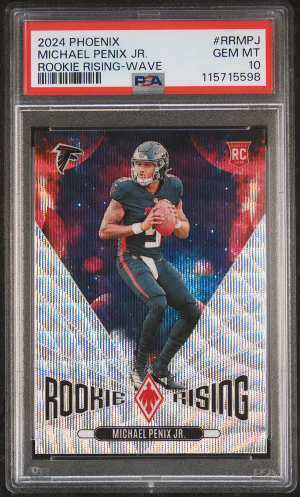 Graded 2024 Panini Phoenix Michael Penix Jr #RRMPJ Rookie Rising Wave Rookie RC Football Card PSA 10 Gem Mint (ONLINE ORDER ONLY)