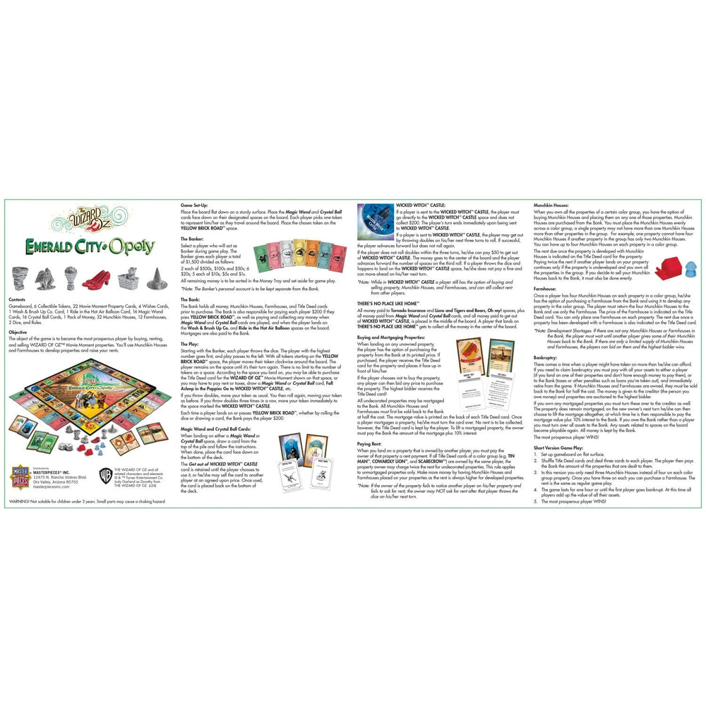Wizard of Oz - Emerald City Opoly Board Game