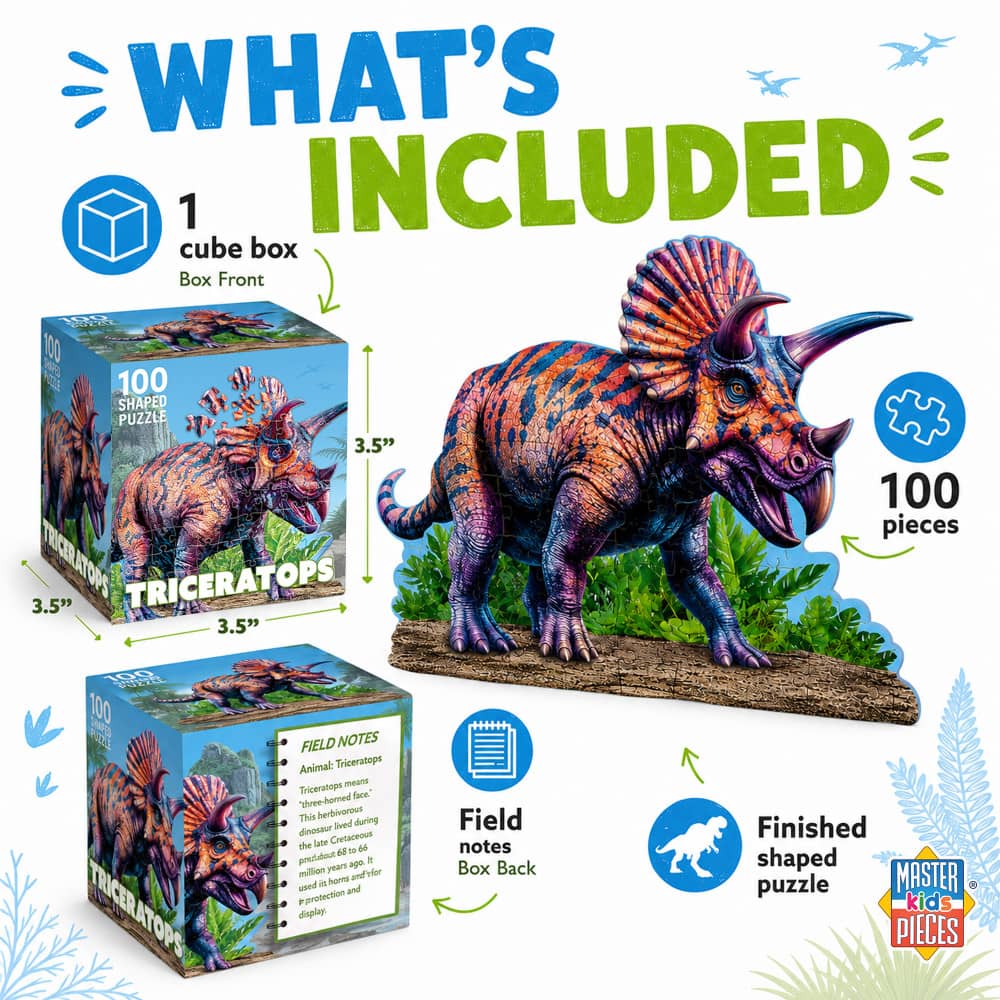 Triceratops 100 Piece Shaped Jigsaw Puzzle