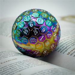Rainbow Metal Single 100 Sided Polyhedral Dice (D100) | w/ White Color (45mm) (Online Only)