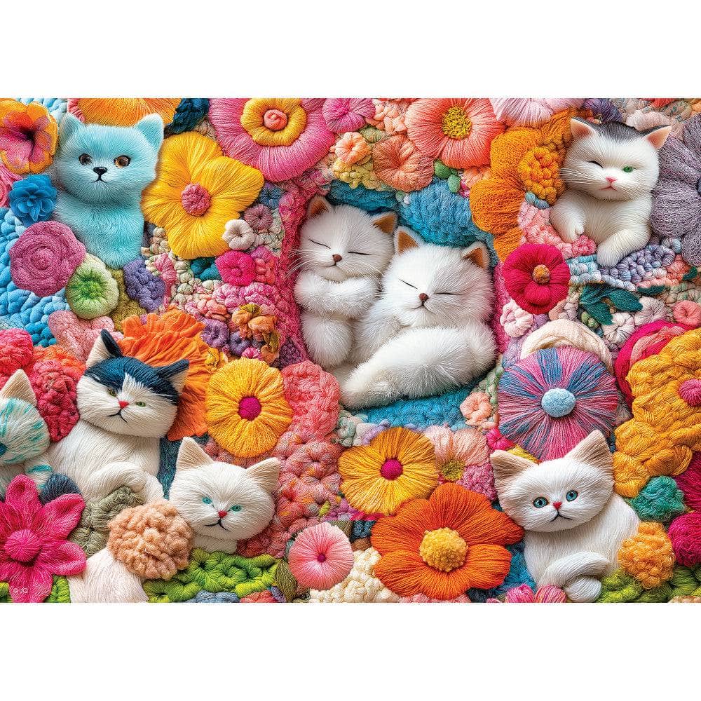 Handcrafted Menagerie - Cozy Cat Bouquet 1000 Piece Jigsaw Puzzle (ONLINE ORDER ONLY)