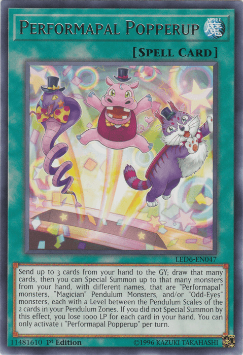 Performapal Popperup [LED6-EN047] Rare (ONLINE ORDER ONLY)