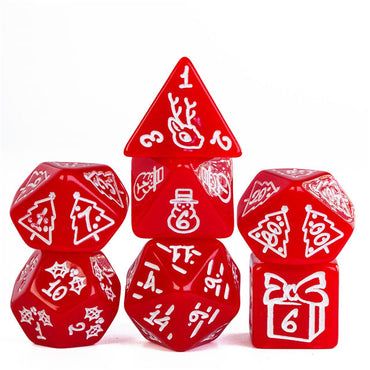 Red Christmas Dice w/White Presents Trees Snowman Holiday Festive (Online Only)